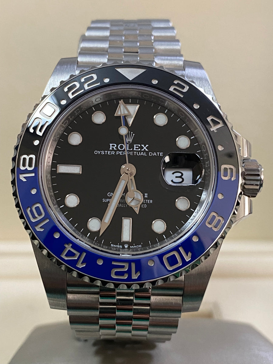 Rolex Steel GMT-Master II - 2023 - "Batgirl" - Black Dial - Jubilee Bracelet - 126710BLNR *COMPLETE SET*