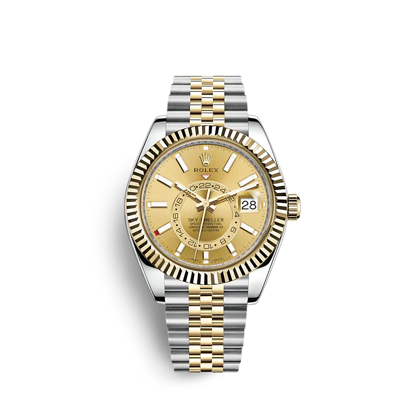Rolex Yellow Rolesor Sky-Dweller - Champagne Index Dial - Jubilee Bracelet - 326933