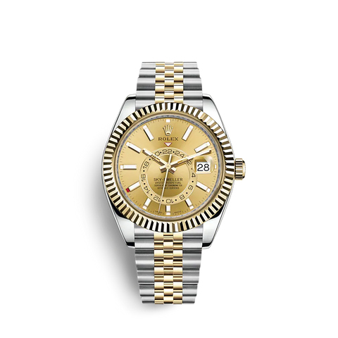 Rolex Yellow Rolesor Sky-Dweller - Champagne Index Dial - Jubilee Bracelet - 326933
