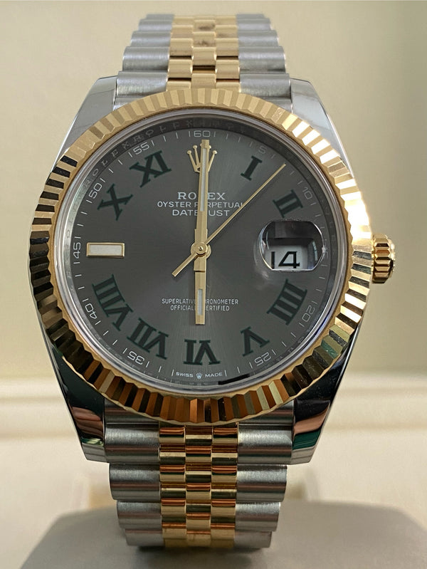 Rolex Steel & Yellow Gold Datejust 41 - 2024 - Fluted Bezel - "Wimbledon" Dial - Jubilee Bracelet - 126333 *FULL SET*