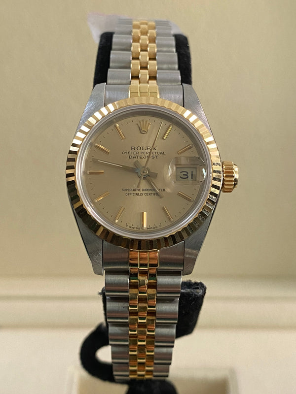 Rolex Steel & Yellow Gold Lady-Datejust - 1987 - Fluted Bezel - Champagne Index Dial - Jubilee Bracelet - 69173 *NEW OLD STOCK*