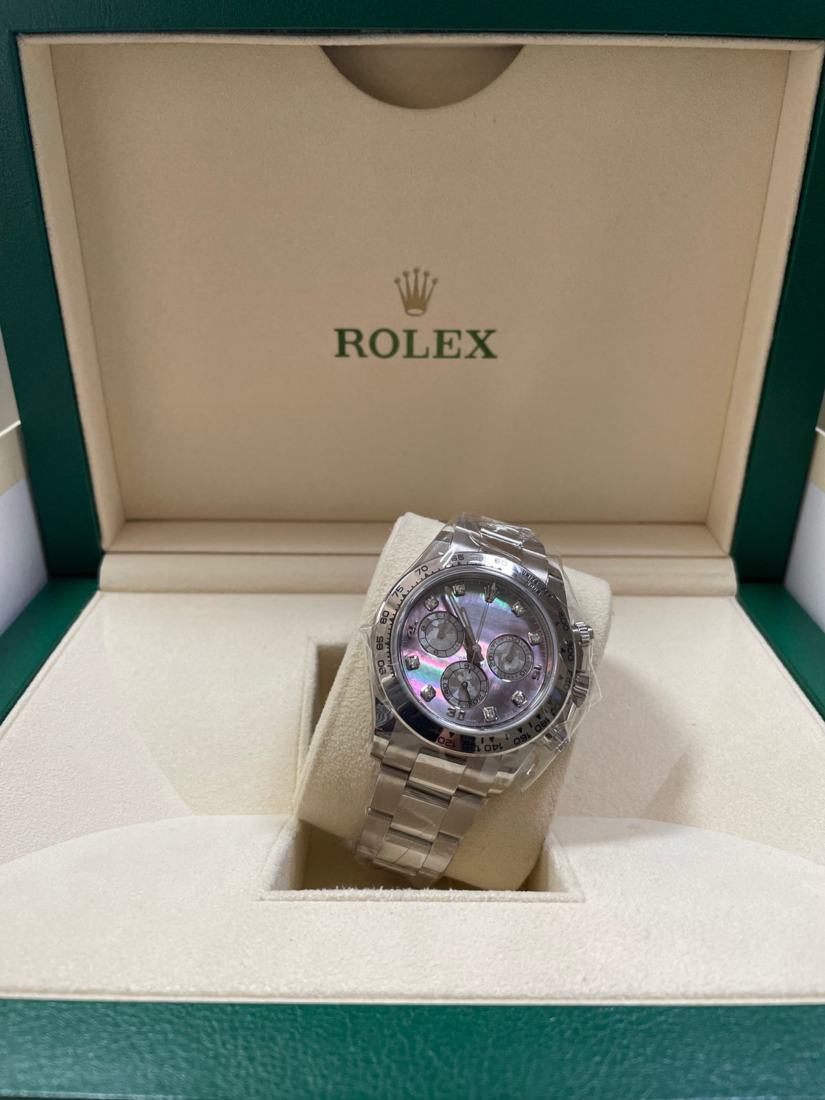 Rolex White Gold Cosmograph Daytona - 2018 - Tahitian Mother-Of-Pearl Diamond Dial - 116509