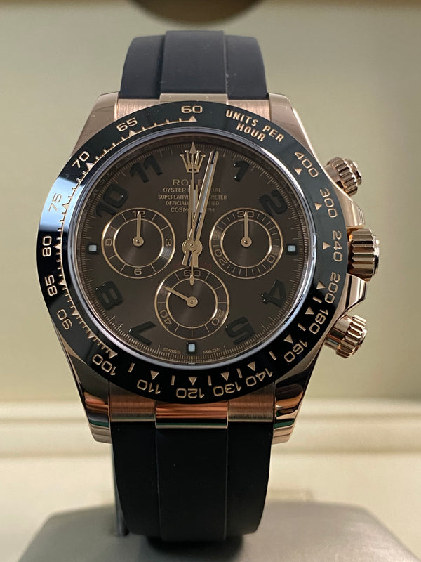 Rolex Everose Gold Cosmograph Daytona - 2019 - Chocolate Arabic Dial - Oysterflex - 116515LN *FULL SET*