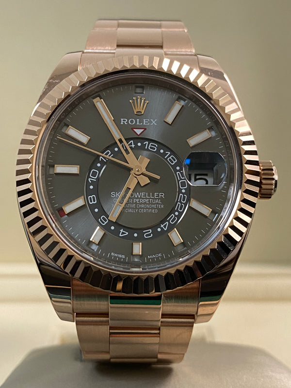 Rolex Everose Gold Sky-Dweller - 2022 - Rhodium Dial - Oyster Bracelet - 326935 *FULL SET*