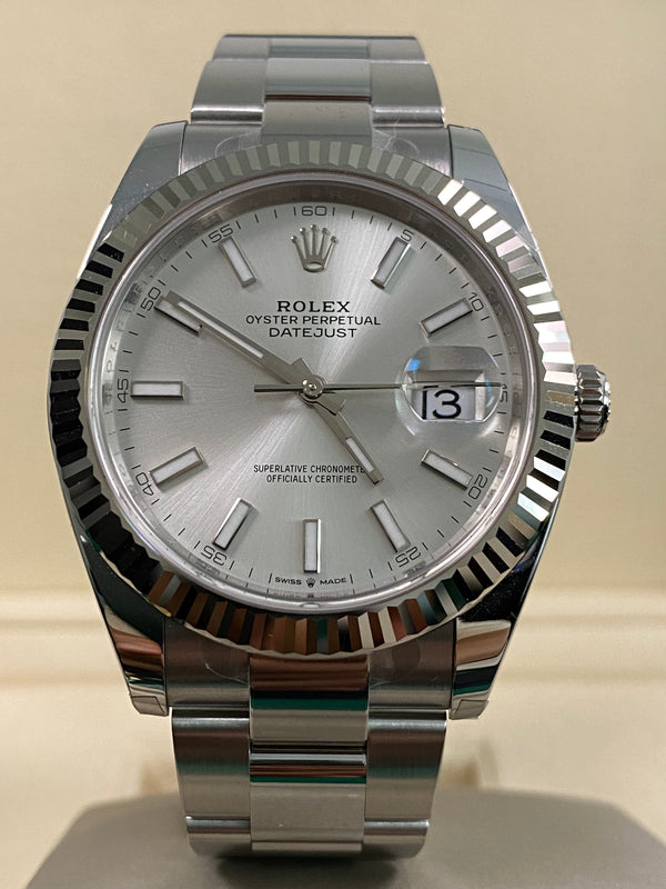 Rolex Steel Datejust 41 - 2025 - Fluted Bezel - Silver Index Dial - Oyster Bracelet - 126334 *FULL SET*