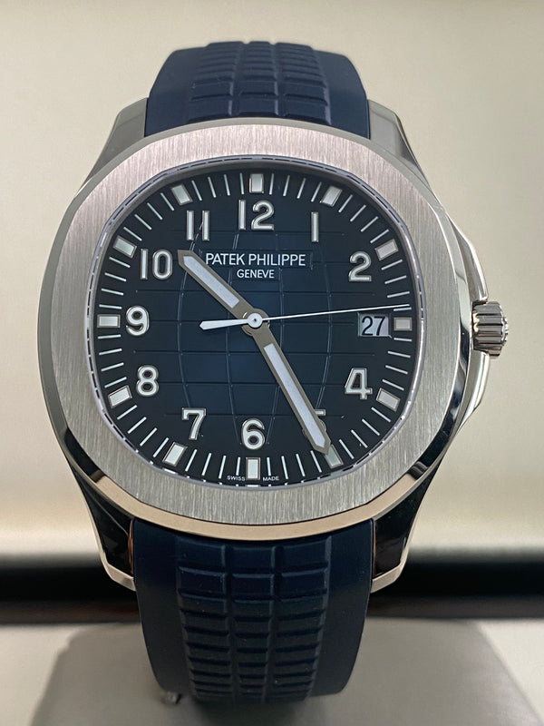 Patek Philippe Aquanaut White Gold - 2019 - Blue Embossed Dial - 5168G *UNCUT STRAP*