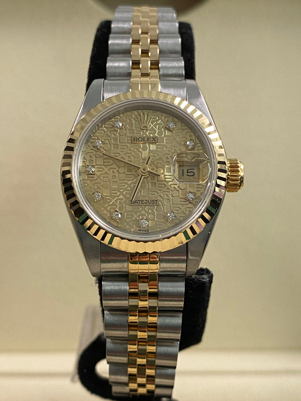 Rolex Steel & Yellow Gold Lady-Datejust - 1993 - Champagne Anniversary Diamond Dial - Jubilee Bracelet - 69173 *FULL SET*