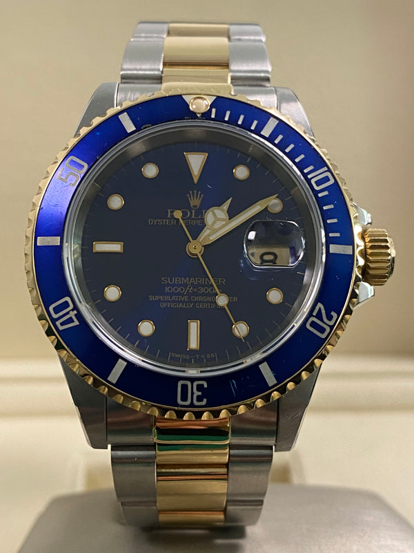 Rolex Steel & Yellow Gold Submariner Date - 1995 - "Bluesy" Pre Ceramic Bezel - 16613