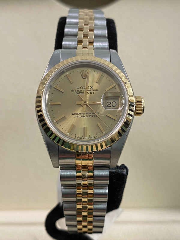 Rolex Steel & Yellow Gold Lady-Datejust - 1991 - Champagne Index Dial - Jubilee Bracelet - 69173 *FULL SET*