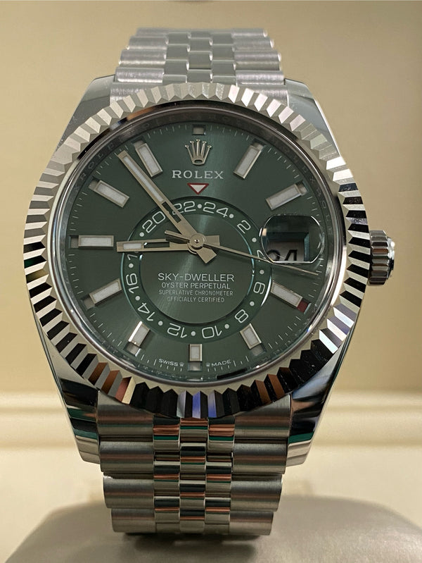 Rolex Steel Sky-Dweller - 2025 - Mint Green Dial - Jubilee Bracelet - 336934 *FULL SET*