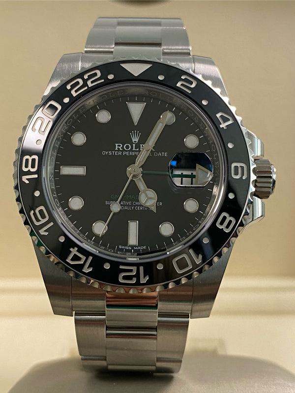 Rolex Steel GMT-Master II - 2020 - Black Bezel - Black Dial - Green Arrow Hand - 116710LN *NEW STYLE CARD*