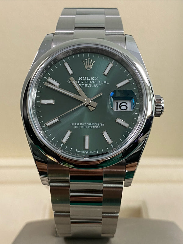 Rolex Steel Datejust 36 - 2025 - Domed Bezel - Mint Green Dial - Oyster Bracelet - 126200 *FULL SET*