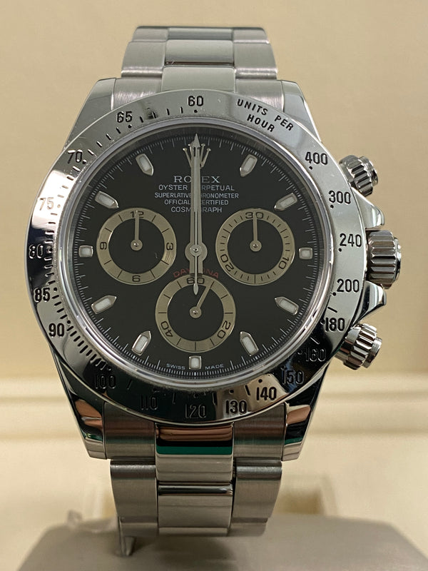 Rolex Steel Cosmograph Daytona - D serial - Black Dial - 116520 (Copy)