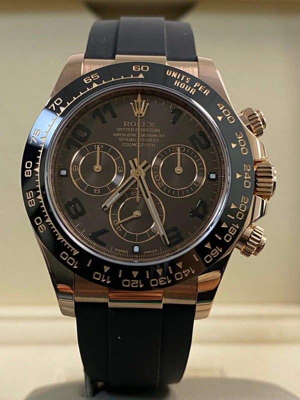 Rolex Everose Gold Cosmograph Daytona - 2018 - Chocolate Dial - Oysterflex - 116515LN *FULL SET*