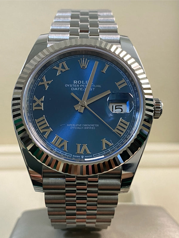 Rolex Steel Datejust 41 - 2025 - Fluted Bezel - Blue Roman Dial - Jubilee Bracelet - 126334 *FULL SET*