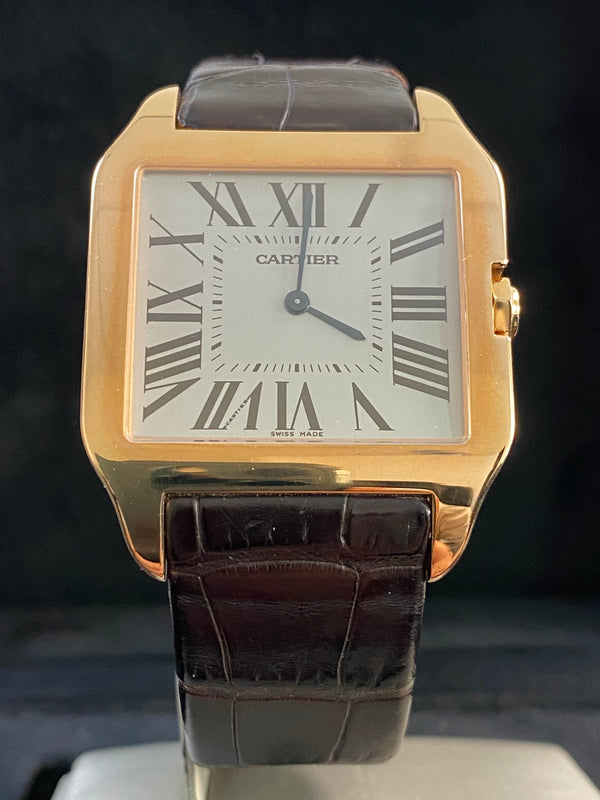 Cartier Santos-Dumont Large Pink Gold Case - Alligator Strap - W2006951