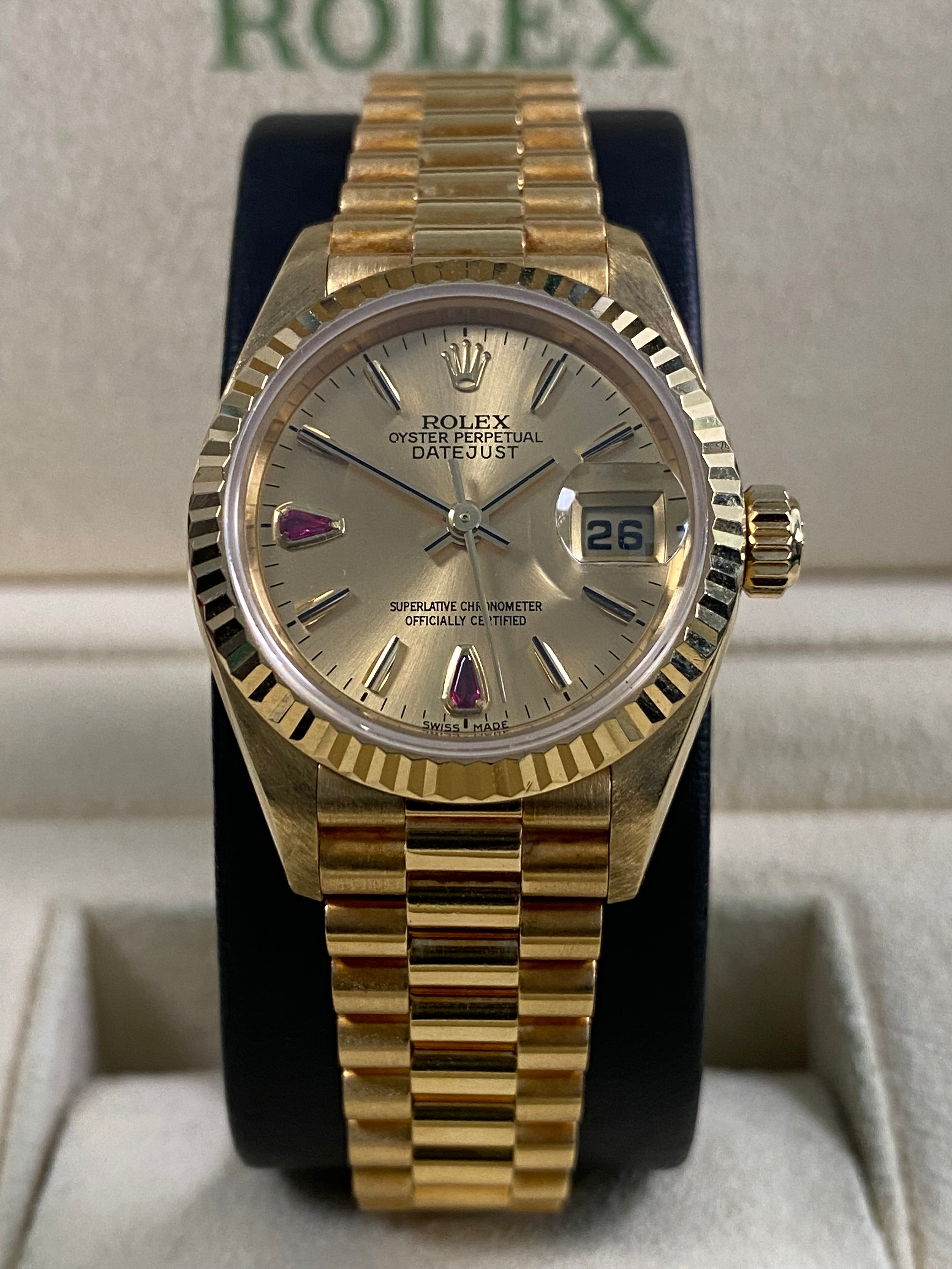 Rolex Lady-Datejust - 2000 - Ruby Tear Drop Dial - 69178 *UNPOLISHED ...