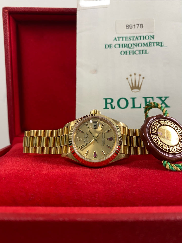 Rolex Lady-Datejust - 2000 - Ruby Tear Drop Dial - 69178 *UNPOLISHED ...