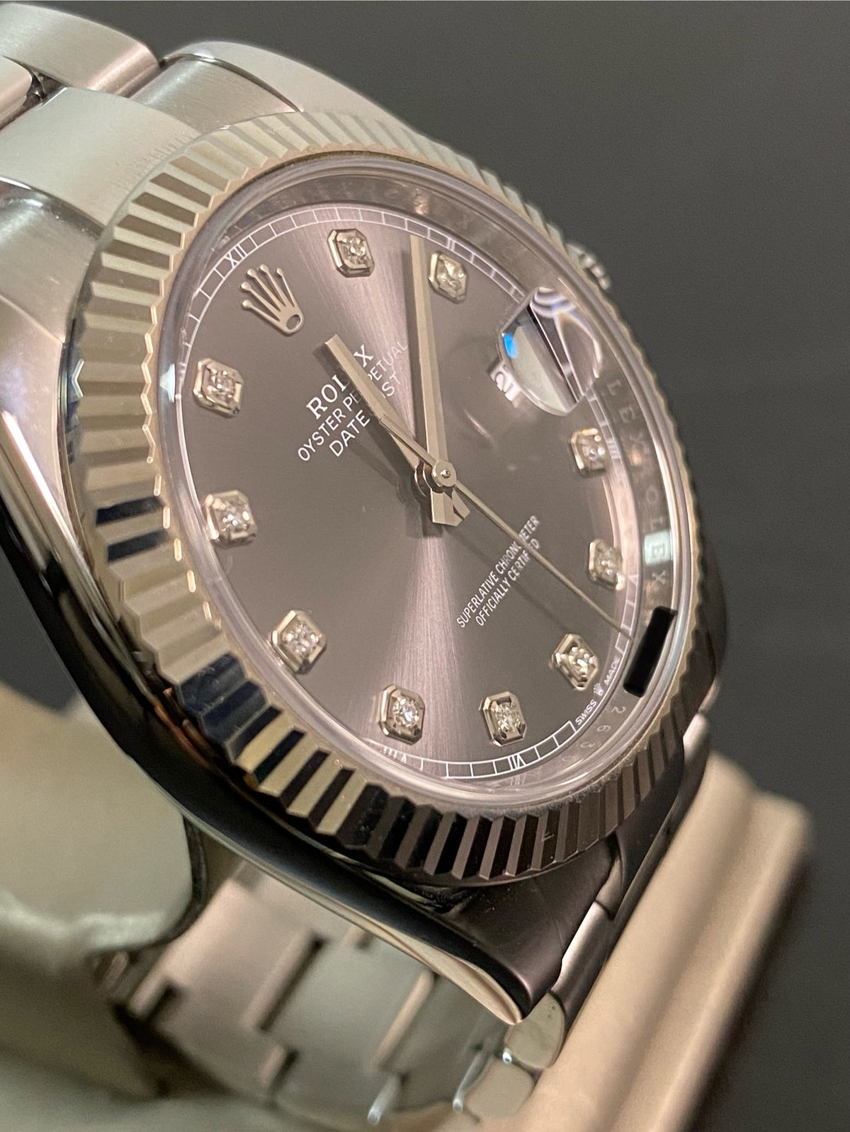 Rolex Steel Datejust 41 - 2023 - Fluted Bezel - Rhodium Diamond Dial - Oyster Bracelet - 126334 *FULL SET*