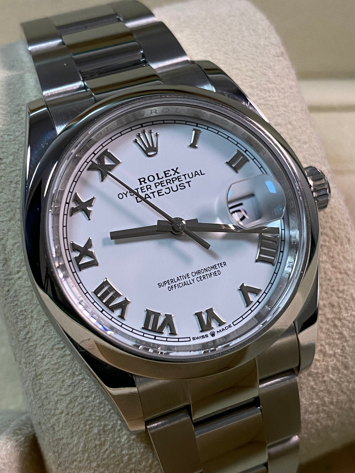 Rolex Steel Datejust 36 - 2023 - Domed Bezel - White Roman Dial - Oyster Bracelet - 126200 *FULL SET*