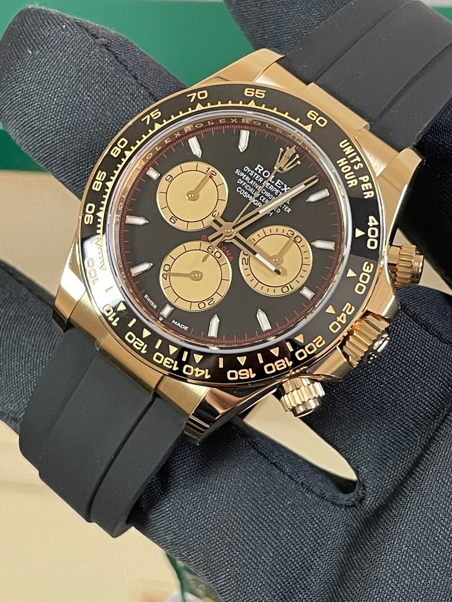 Rolex Yellow Gold Cosmograph Daytona 40 - 2023 - Black Champagne Dial - Black Oysterflex Strap - 126518LN