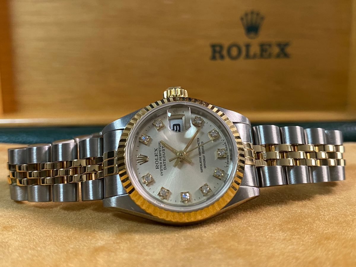 Rolex Steel & Yellow Gold Lady-Datejust - S serial - Fluted Bezel - Silver Diamond Dial - Jubilee Bracelet - 69173