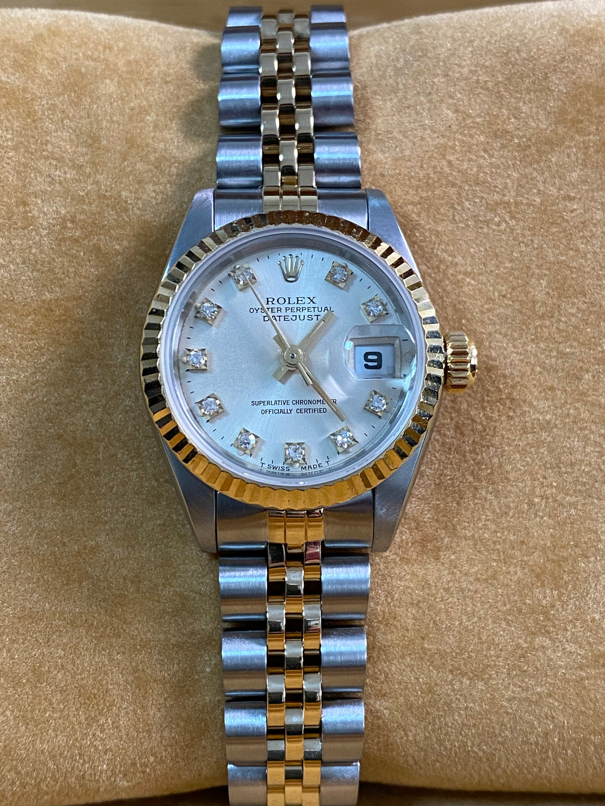 Rolex Steel & Yellow Gold Lady-Datejust - S serial - Fluted Bezel - Silver Diamond Dial - Jubilee Bracelet - 69173