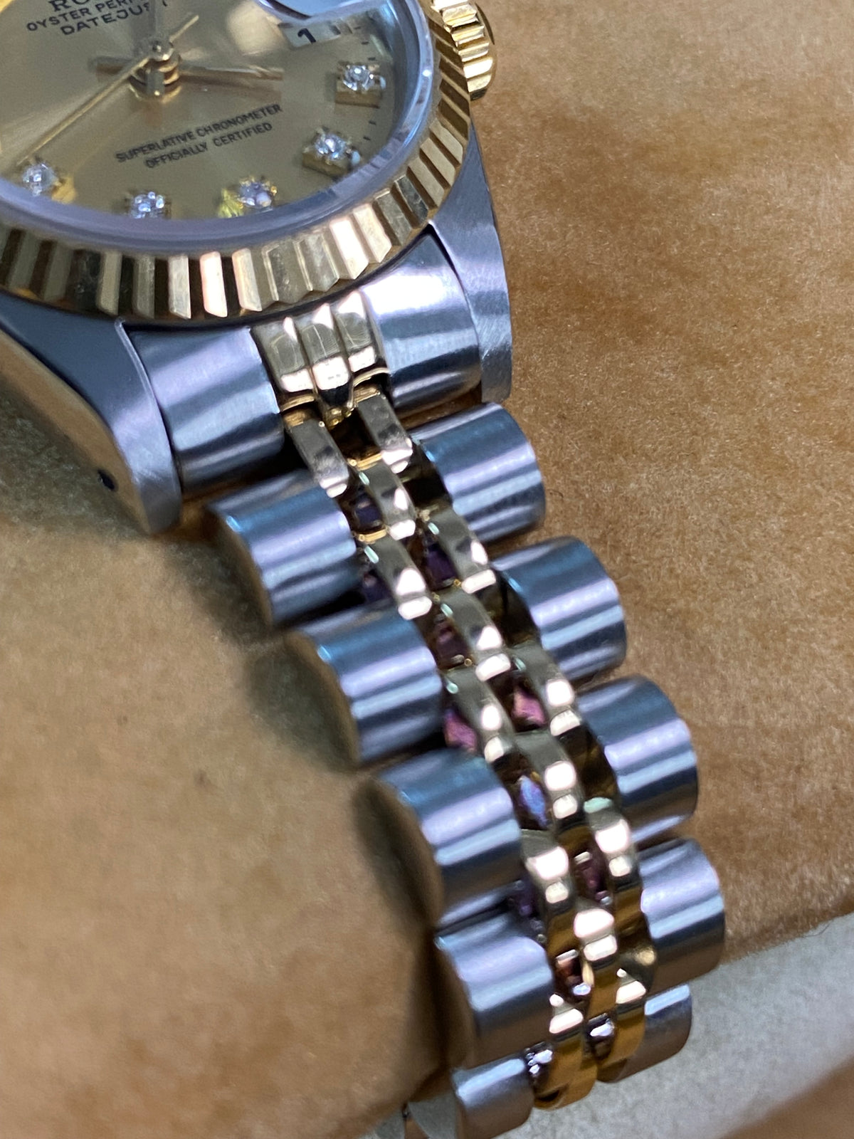 Rolex Steel & Yellow Gold Lady-Datejust - R serial - Fluted Bezel - Champagne Diamond Dial - Jubilee Bracelet - 69173