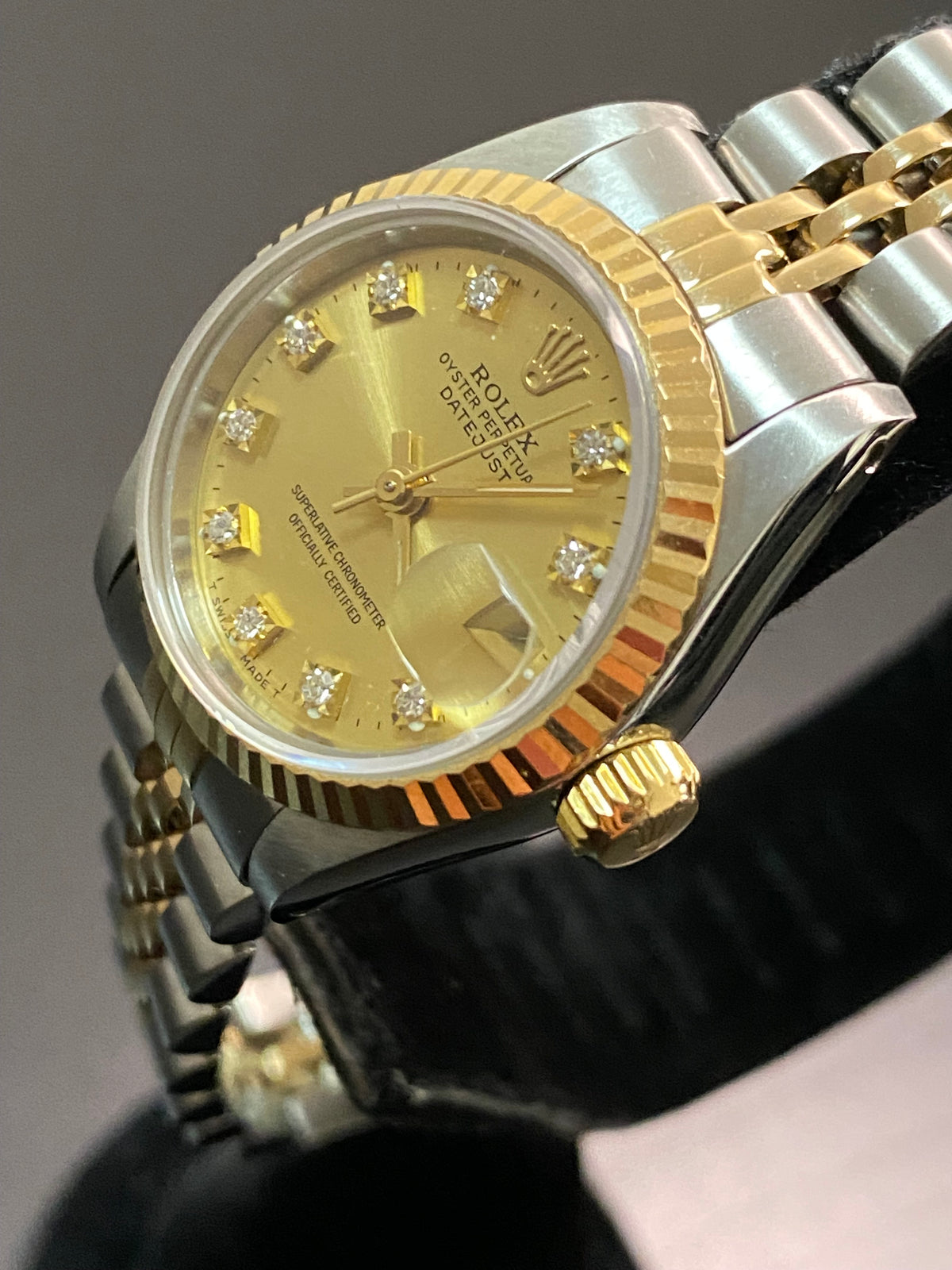 Rolex Steel & Yellow Gold Lady-Datejust - R serial - Fluted Bezel - Champagne Diamond Dial - Jubilee Bracelet - 69173