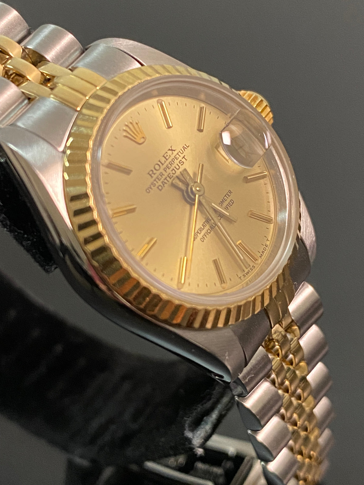 Rolex Steel & Yellow Gold Lady-Datejust - 1987 - Fluted Bezel - Champagne Index Dial - Jubilee Bracelet - 69173