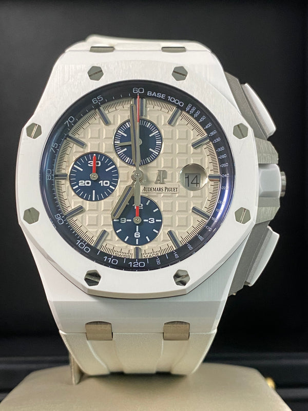 Audemars Piguet Royal Oak Offshore Chronograph Ceramic - Silver/White Dial - 26402CB *FULL SET*