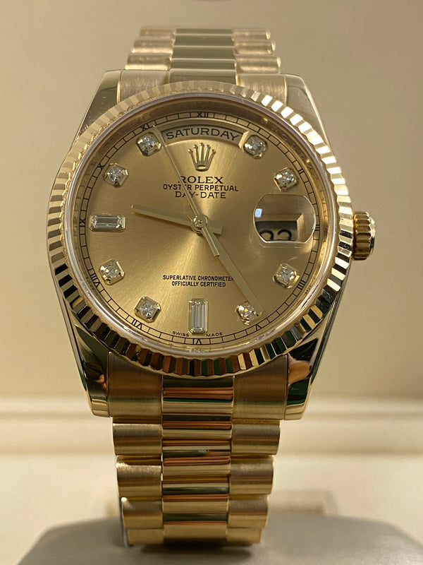 Rolex Day-Date 36 - 2015 - Factory Diamond Dial - 118238 *FULL SET*
