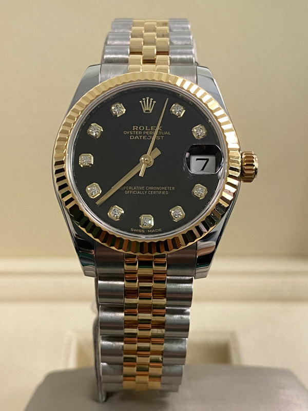 Rolex Lady-Datejust - 2018 - Black Diamond Dial - Jubilee Bracelet - 178273 *FULL SET*