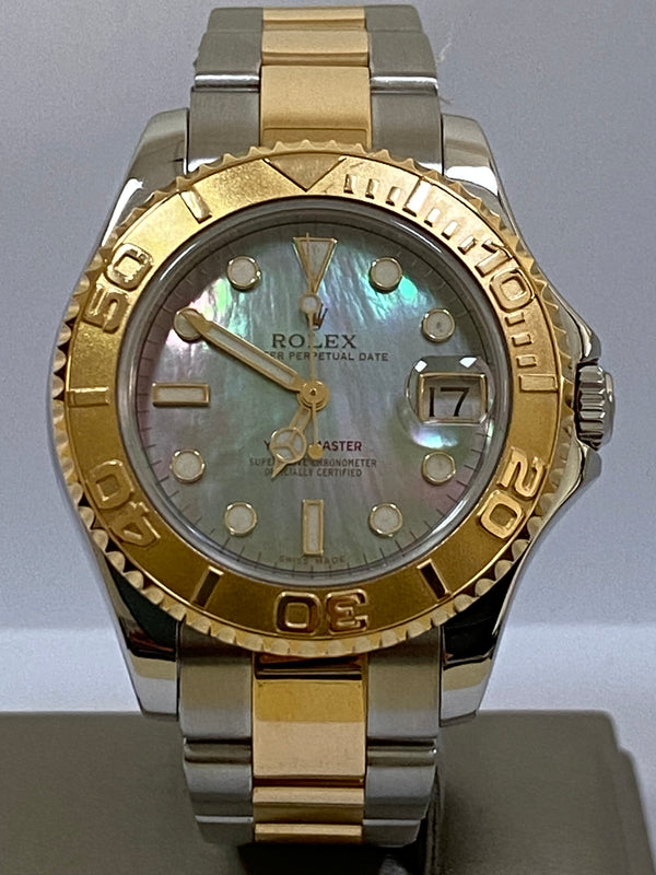 Rolex Steel and Yellow Gold Yacht-Master 35 - Factory Tahitian Mother of Pearl Dial - 68623