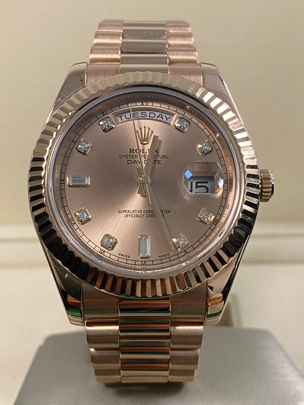 Rolex Day-Date II - 2013 - Pink Diamond Dial - President Bracelet - 218235 *FULL SET*