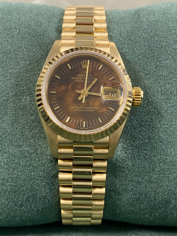 Rolex Lady-Datejust - 1990 - Wood Dial - President Bracelet - 69178 *FULL SET*