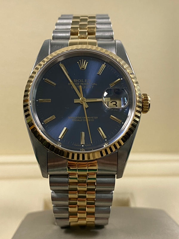 Rolex Datejust 36 - 1991 - Blue Index Dial - Jubilee Bracelet - 16233 *FULL SET*