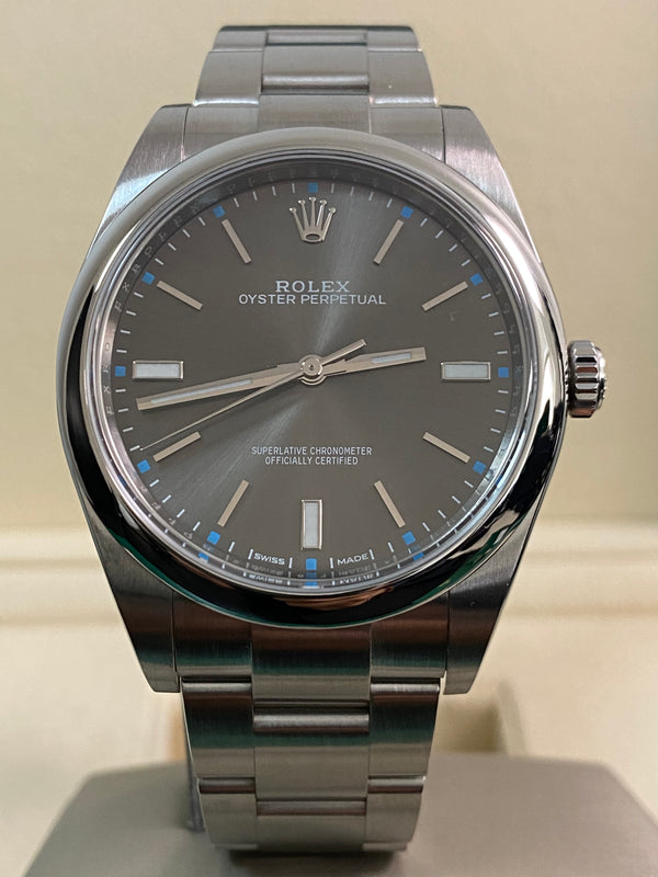 Rolex Oyster Perpetual 39 - 2020 - Domed Bezel - Rhodium Dial - 114300 *FULL SET*