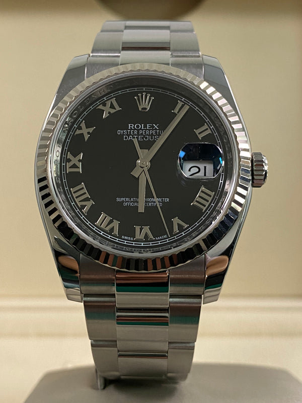 Rolex Datejust 36 - 2014 - Black Roman Dial Dial - Oyster Bracelet - 116234 *FULL SET*