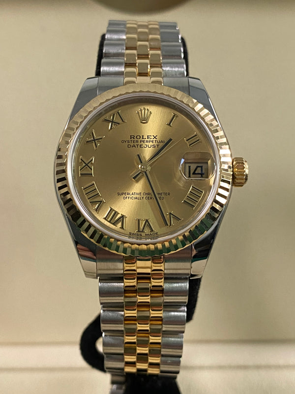 Rolex Lady-Datejust - 2018 - Champagne Roman Dial - Jubilee Bracelet - 178273 *FULL SET*