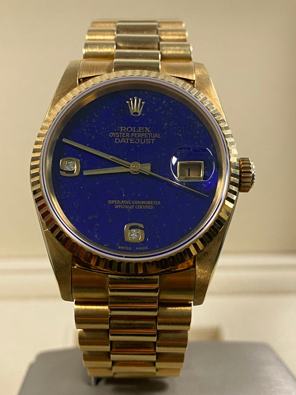 Rolex Datejust 36 - 1988 - Lapis Lazuli Dial - President Bracelet - 16238 *RARE*