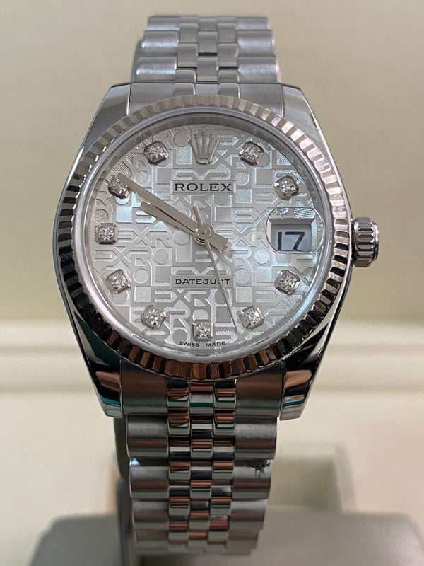 Rolex Steel Datejust 31 - Z serial - Fluted Bezel - Silver Anniversary Diamond Dial - Jubilee Bracelet - 178274 *FULL SET*