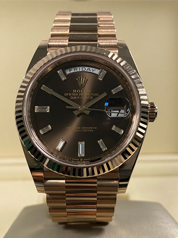 Rolex Day-Date 40 - 2025 - Chocolate Baguette Dial - 228235 *FULL SET*