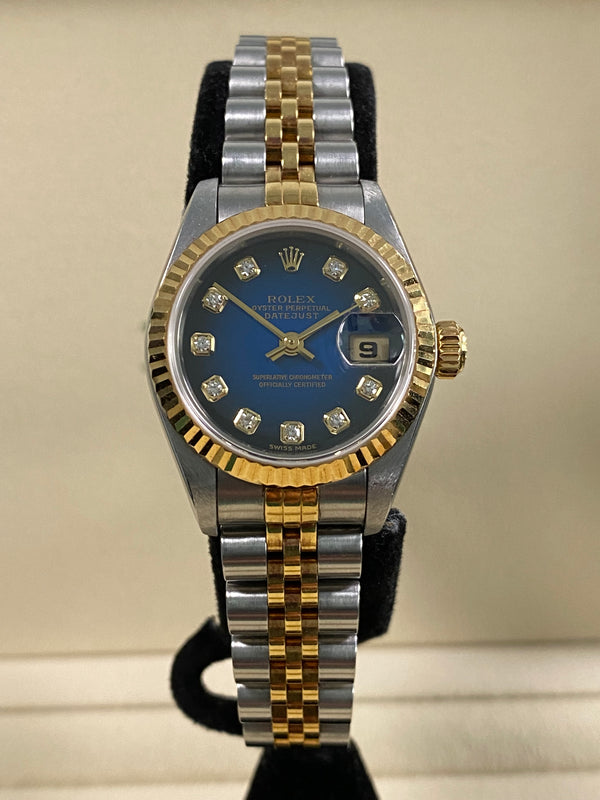 Rolex Lady-Datejust 26 - 2003 - Blue Vignette Diamond Dial - 79173 *FULL SET*
