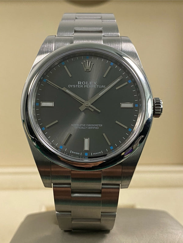 Rolex Oyster Perpetual 39 - 2017 - Dark Rhodium Dial - 114300 *FULL SET*