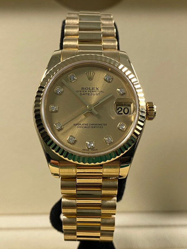 Rolex Datejust 31 - V serial - Champagne Diamond Dial - 178278