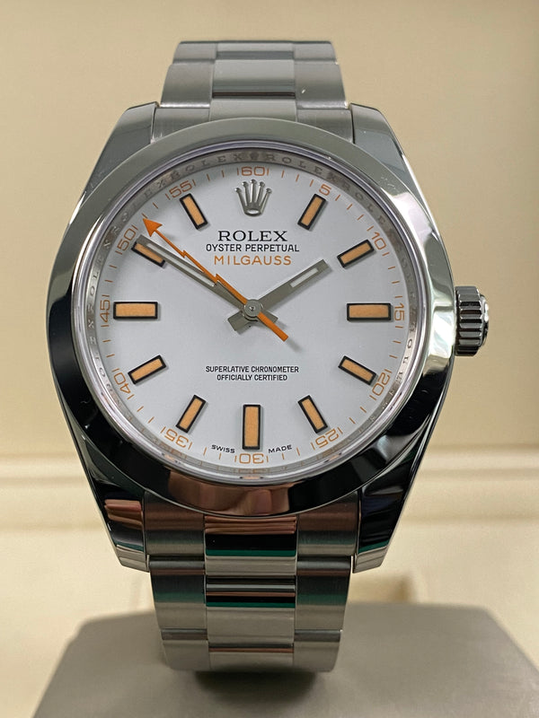 Rolex Milgauss - 2017 - White Dial Orange Accents - 116400 *FULL SET*