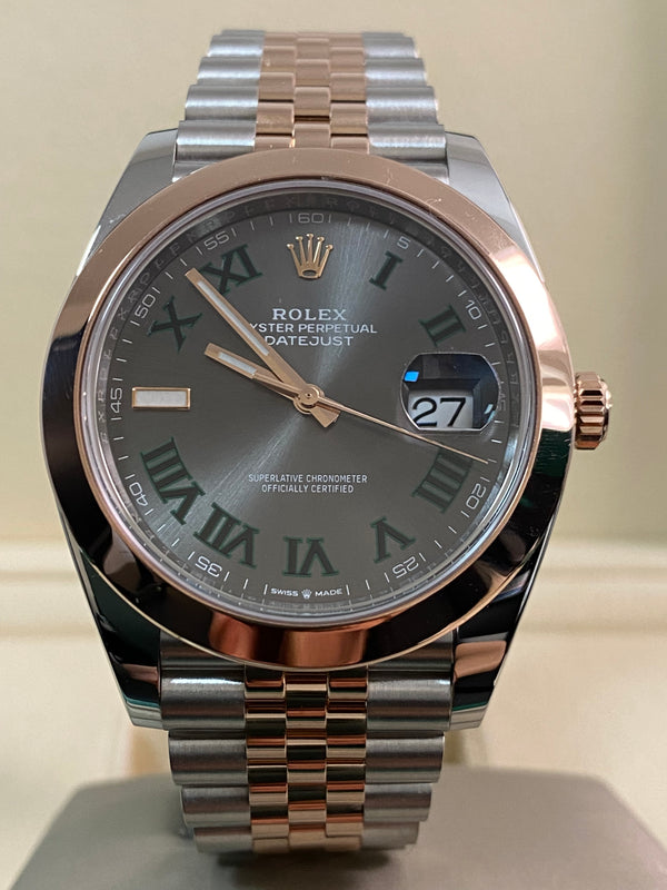 Rolex Steel & Everose Gold Datejust 41 - 2020 - Smooth Bezel - "Wimbledon" Dial - Jubilee Bracelet - 126301 *FULL SET*