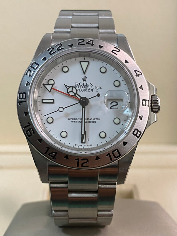 Rolex Steel Oyster Perpetual Explorer II - Z serial - "Polar" - No Holes Case - 16570 *FULL SET*