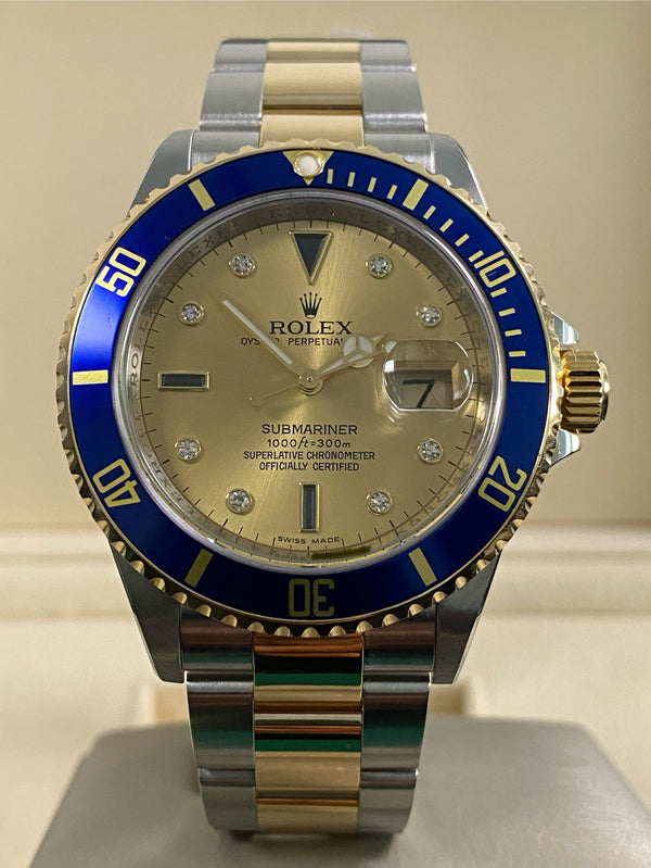 Rolex Submariner Date - 2010 - Champagne Serti Dial - 16613 *FULL SET*